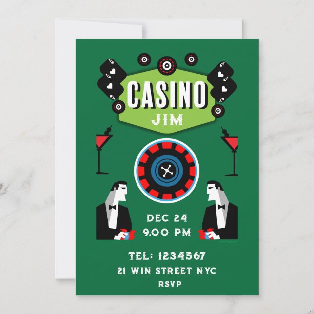 Casino Gambling Poker Roulette  Save The Date (Front)