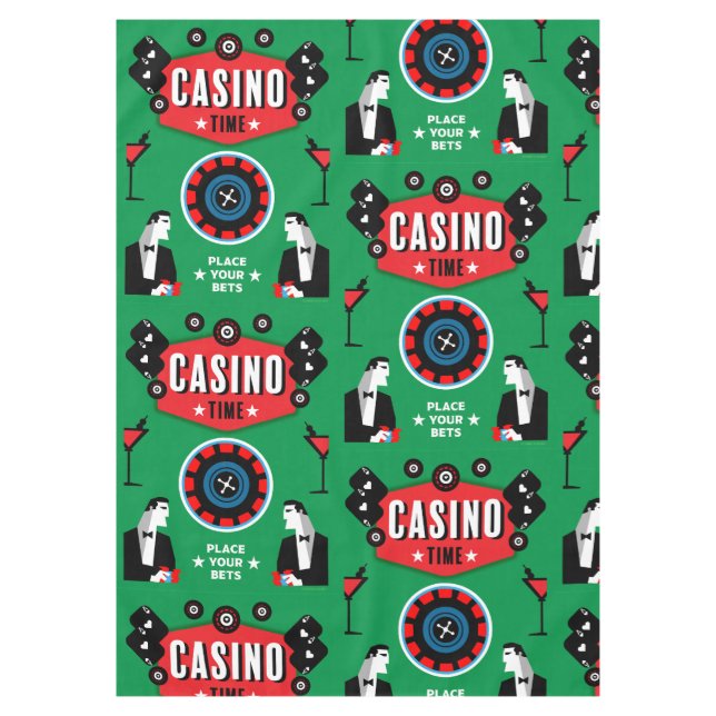 Casino Gambling Poker Roulette  Tablecloth (Front)