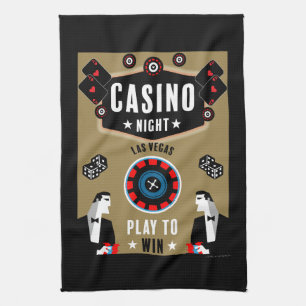 Casino Gambling Poker Roulette  Tea Towel