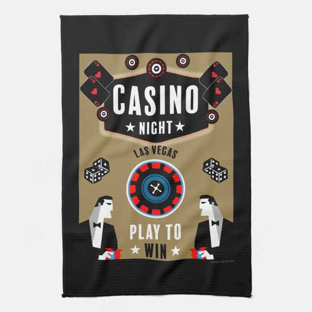 Casino Gambling Poker Roulette  Tea Towel (Vertical)