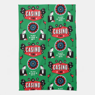Casino Gambling Poker Roulette  Tea Towel