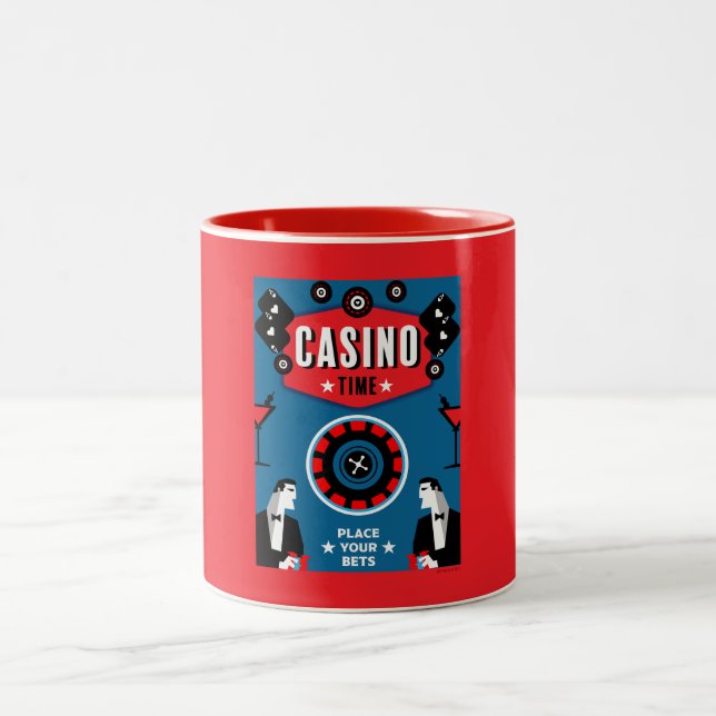 Casino Gambling Poker Roulette  Two-Tone Coffee Mug (Center)