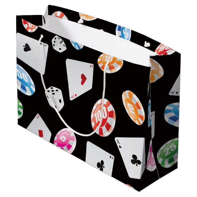 Casino, Games accessories pattern 2 Large Gift Bag (Back Angled)