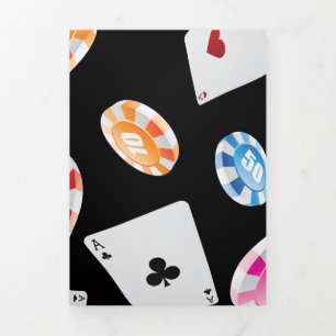 Casino, Games accessories pattern 2 Tri-Fold Holiday Card