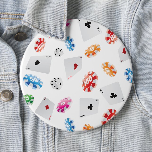 Casino, Games accessories pattern 6 Cm Round Badge (In Situ)