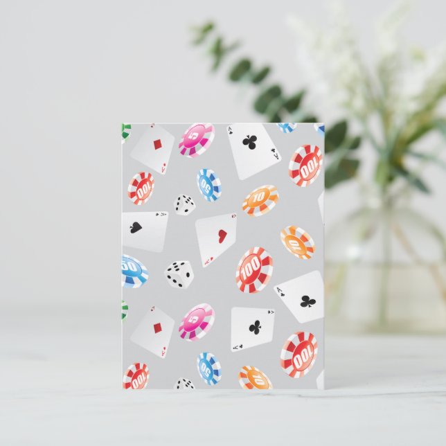 Casino, Games accessories pattern 8 Holiday Postcard (Standing Front)
