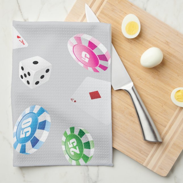 Casino, Games accessories pattern 8 Tea Towel (Quarter Fold)