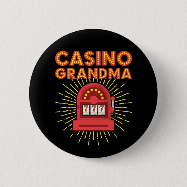 Casino Grandma Gambling Granny 6 Cm Round Badge (Front)