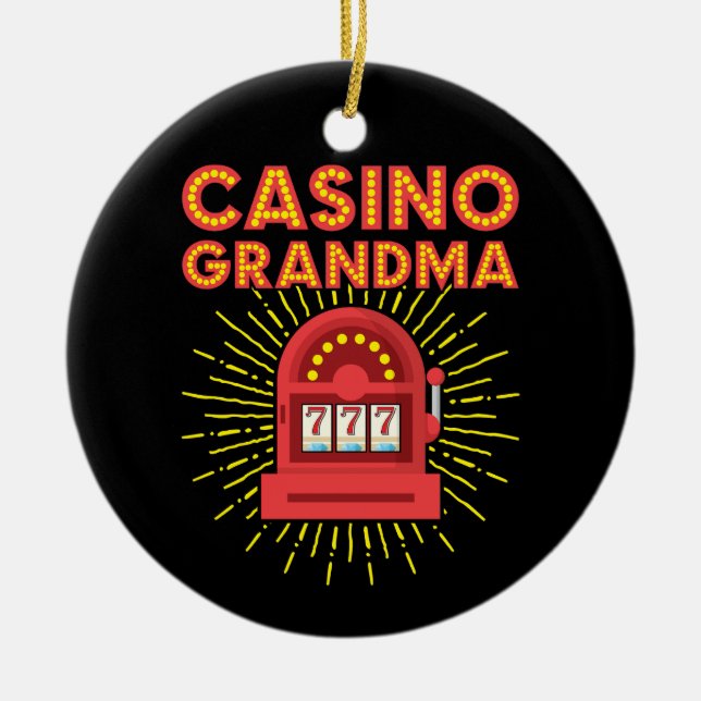Casino Grandma Gambling Granny Ceramic Ornament (Front)