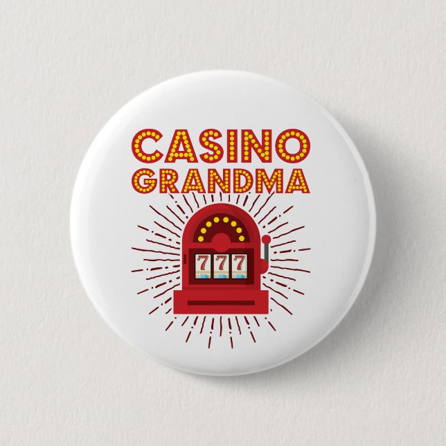 Casino Grandma Slot Machine Gambling Grandmother 6 Cm Round Badge (Front)