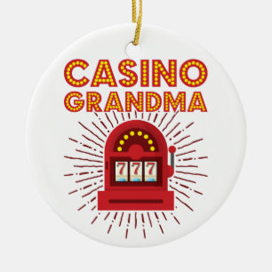 Casino Grandma Slot Machine Gambling Grandmother Ceramic Ornament