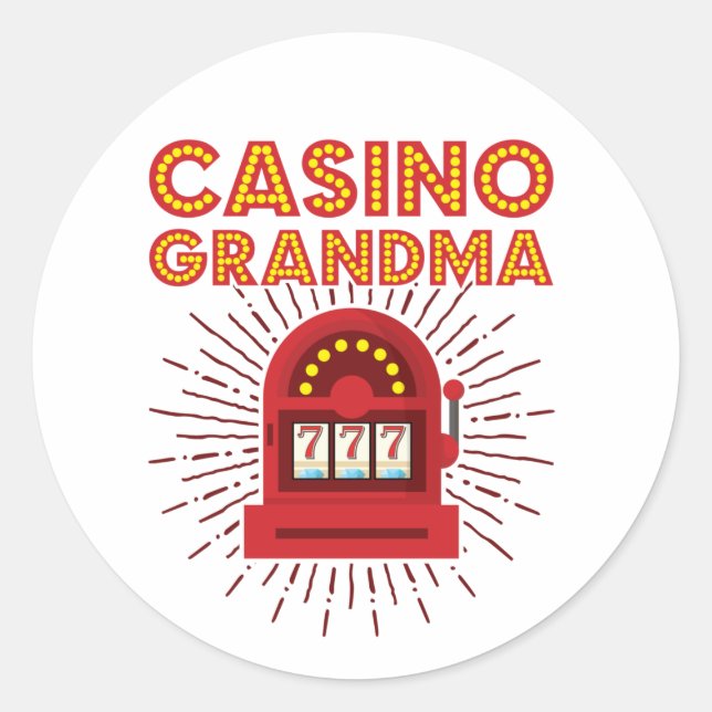 Casino Grandma Slot Machine Gambling Grandmother Classic Round Sticker (Front)