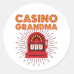 Casino Grandma Slot Machine Gambling Grandmother Classic Round Sticker