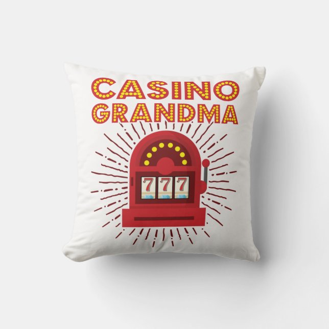 Casino Grandma Slot Machine Gambling Grandmother Cushion (Front)