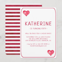 Casino Hearts Playing Card Birthday Invitation