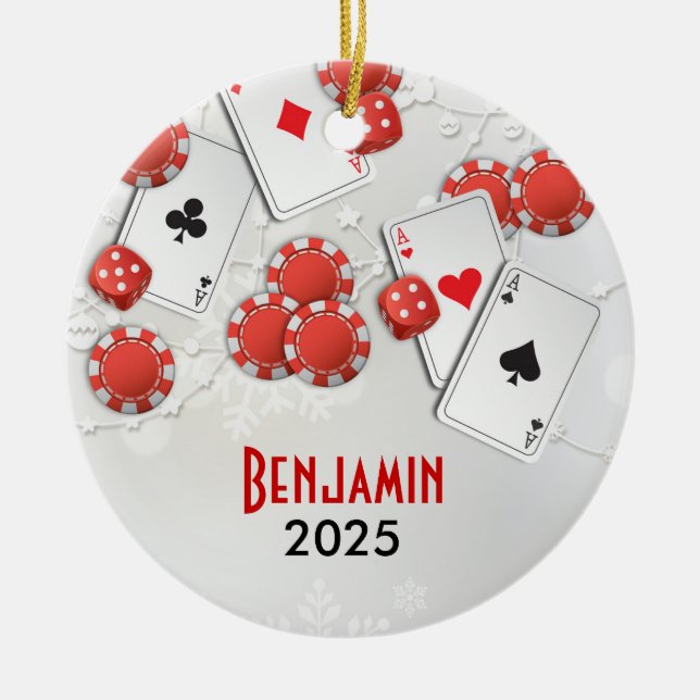 Casino Holiday Ceramic Tree Decoration (Front)