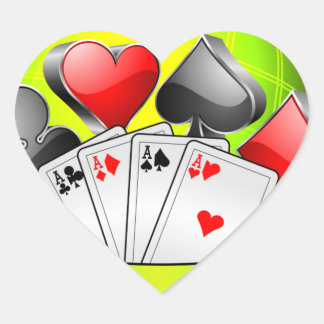 Casino illustration with gambling elements heart sticker