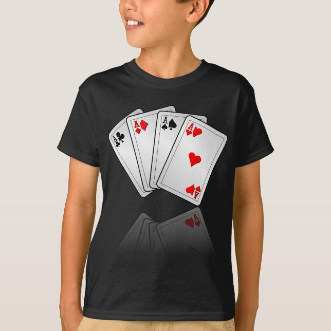Casino illustration with poker cards aces T-Shirt (Front)