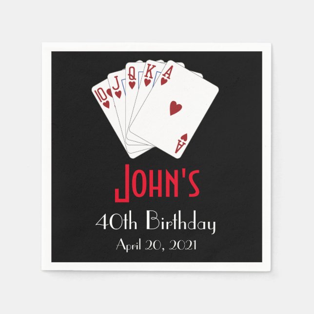 Casino Las Vegas Birthday Personalised Napkin (Front)
