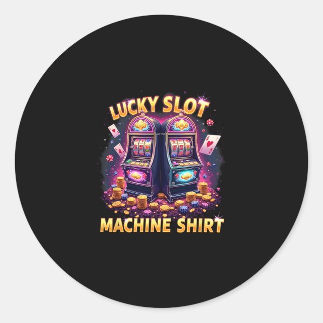 Casino Las Vegas Gambling Lovers Lucky Slot Machin Classic Round Sticker (Front)