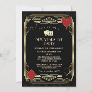 Casino Las Vegas Gold Great Gatsby New Years Eve Invitation