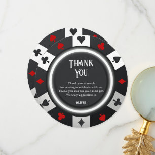 Casino Las Vegas Poker Chip Birthday  Thank You Card