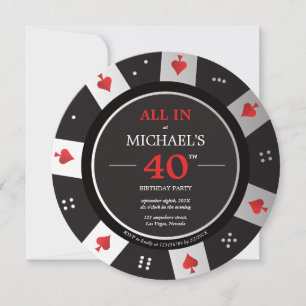 Casino Las Vegas Poker Chip Photo Birthday Invitation