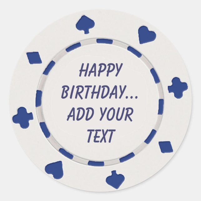 Casino Night Birthday Cupcake Toppers Stickers (Front)