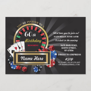 Casino Night Birthday Las Vegas Invite Party