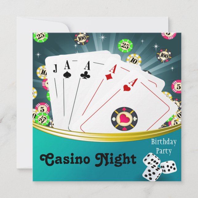 Casino Night Birthday Party Invitations (Front)