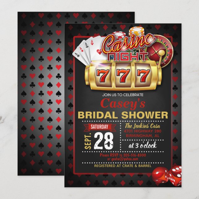 Casino Night Bridal Shower Invitation (Front/Back)