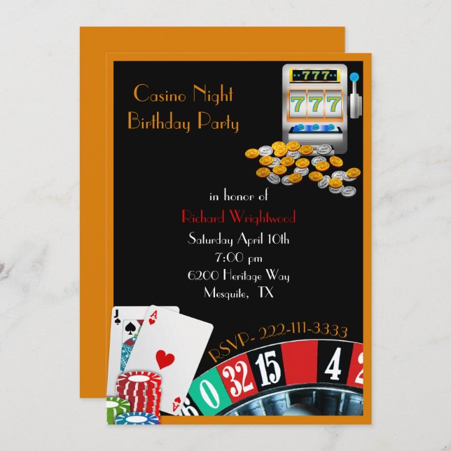 Casino Night Colourful Party Invitation (Front/Back)