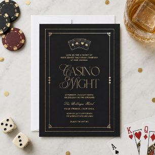 Casino Night Invitation Black Gold Art Deco
