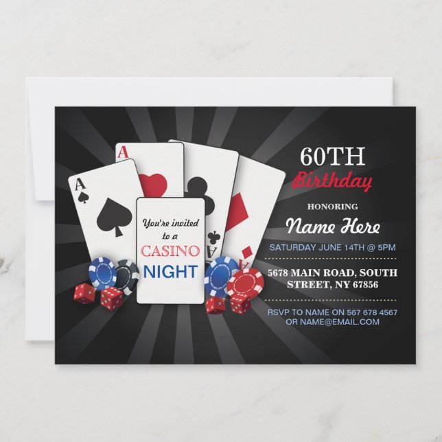 Casino Night Las Vegas Party Birthday Invitation (Front)