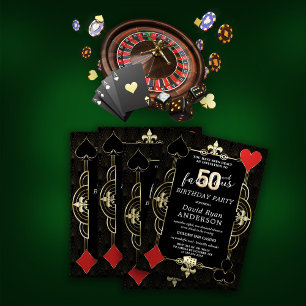 Casino Night Poker 50 and Fabulous Birthday Party  Invitation