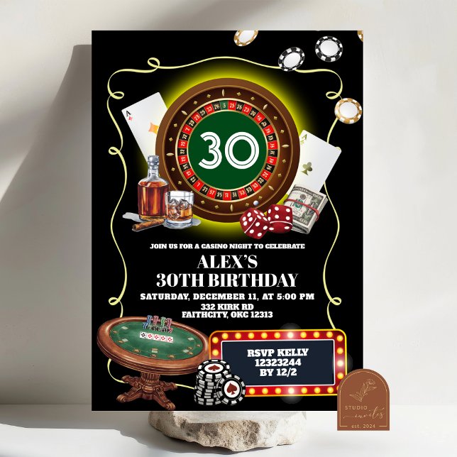 Casino Night Poker Man Adult Birthday Invitation (Creator Uploaded)