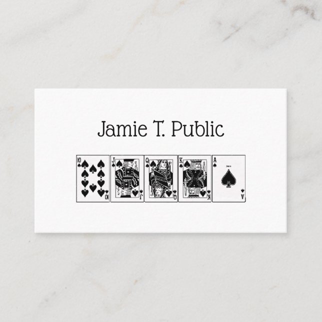 Casino Night Poker Royal Straight Flush Spades Business Card (Front)