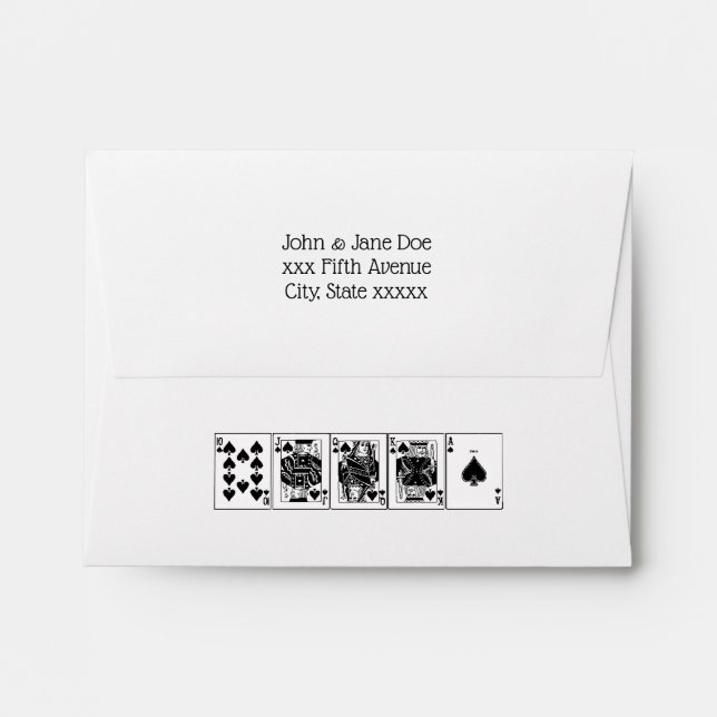 Casino Night Poker Royal Straight Flush Spades Envelope (Back (Top Flap))