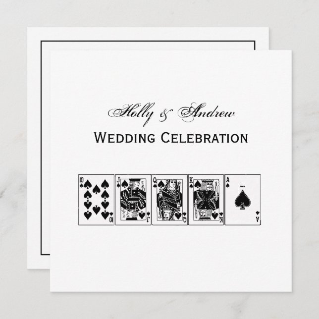 Casino Night Poker Royal Straight Flush Spades Invitation (Front/Back)