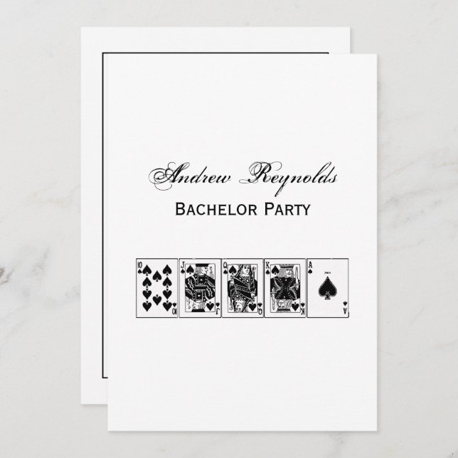 Casino Night Poker Royal Straight Flush Spades Invitation (Front/Back)