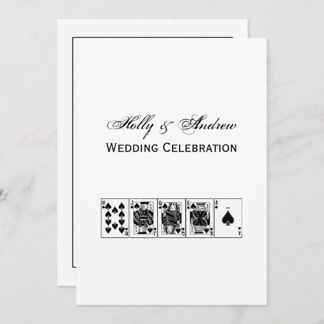 Casino Night Poker Royal Straight Flush Spades Invitation (Front/Back)