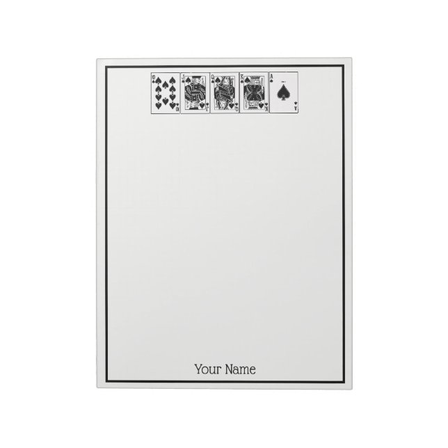 Casino Night Poker Royal Straight Flush Spades Notepad (Rotated)