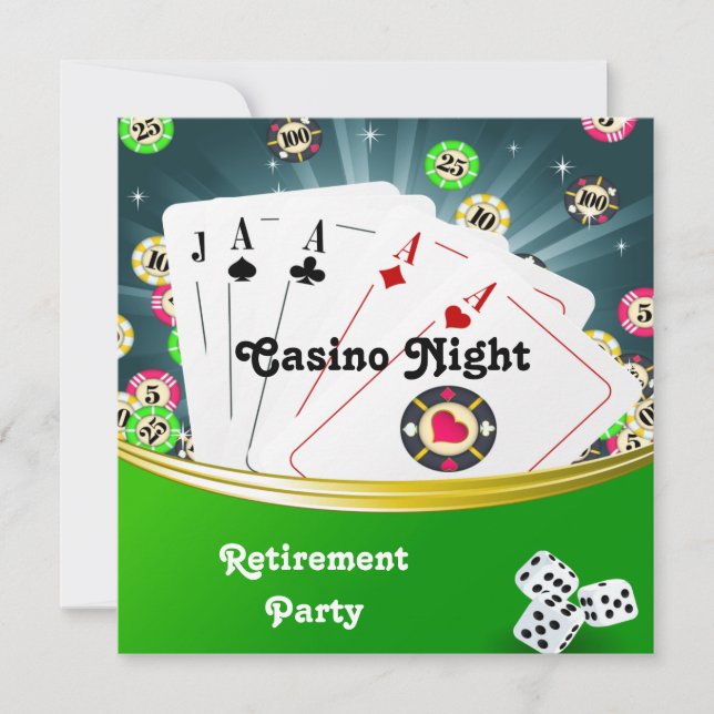 Casino Night Retirement Party Invitations (Front)