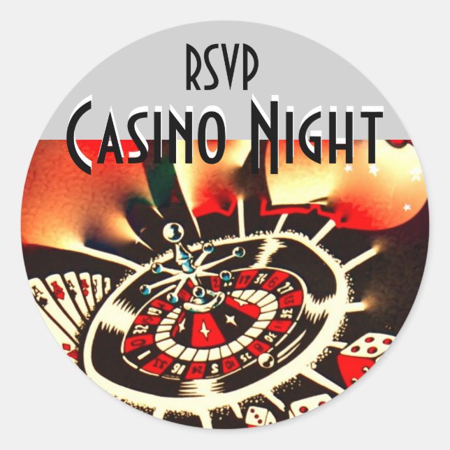 Casino Night rsvp Classic Round Sticker (Front)