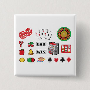 Casino Night Slot Machine Poker Lucky 7s 15 Cm Square Badge