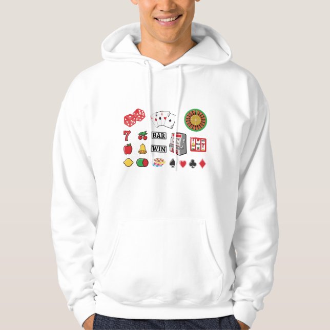 Casino Night Slot Machine Poker Lucky 7s Hoodie (Front)