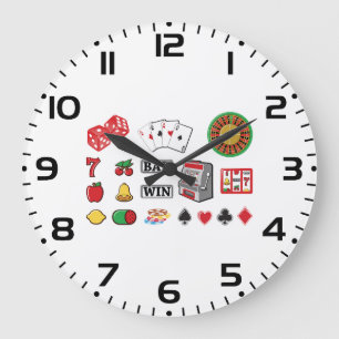 Casino Night Slot Machine Poker Lucky 7s Large Clock