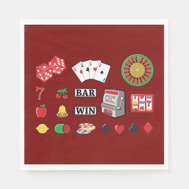 Casino Night Slot Machine Poker Lucky 7s Napkin (Front)