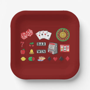 Casino Night Slot Machine Poker Lucky 7s Paper Plate