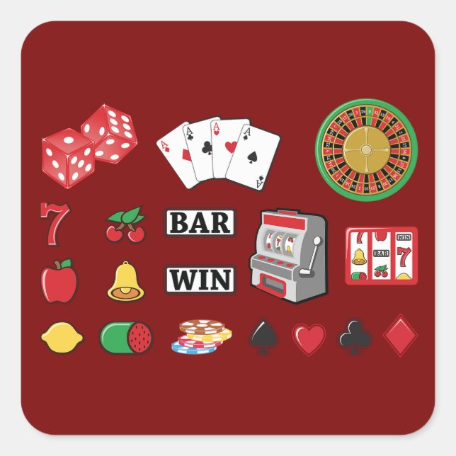 Casino Night Slot Machine Poker Lucky 7s Square Sticker (Front)